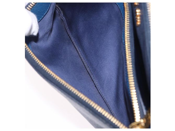 Borsa a tracolla con catena Miu Miu in pelle blu e oro Auth bs36957A D'oro - vista 21
