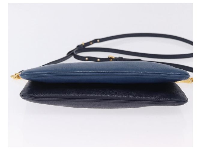 Borsa a tracolla con catena Miu Miu in pelle blu e oro Auth bs36957A D'oro - vista 9