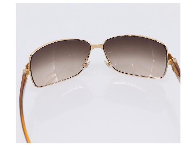 Occhiali da sole CHANEL Plastica Metallo Brown Gold CC Auth am12543M Marrone D'oro - vista 10