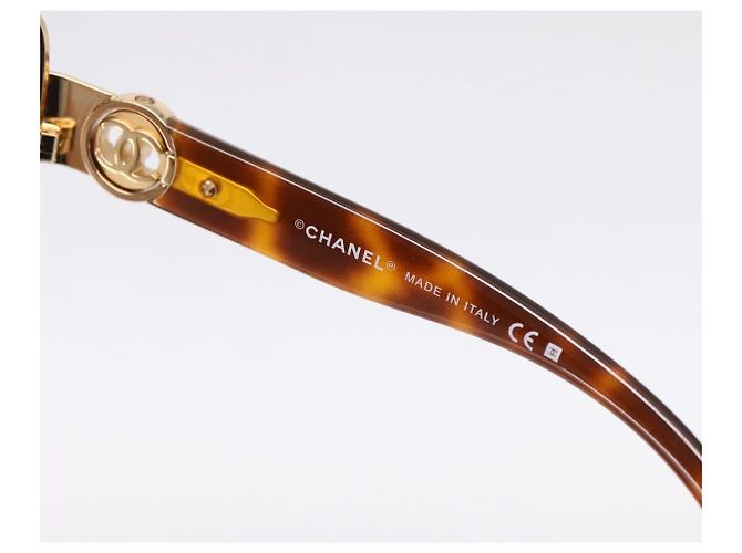 Occhiali da sole CHANEL Plastica Metallo Brown Gold CC Auth am12543M Marrone D'oro - vista 11