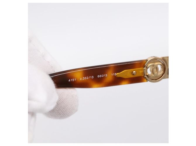 Occhiali da sole CHANEL Plastica Metallo Brown Gold CC Auth am12543M Marrone D'oro - vista 12