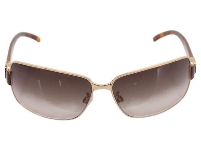Occhiali da sole CHANEL Plastica Metallo Brown Gold CC Auth am12543M Marrone D'oro - vista 2