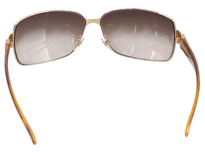 Occhiali da sole CHANEL Plastica Metallo Brown Gold CC Auth am12543M Marrone D'oro - vista 3