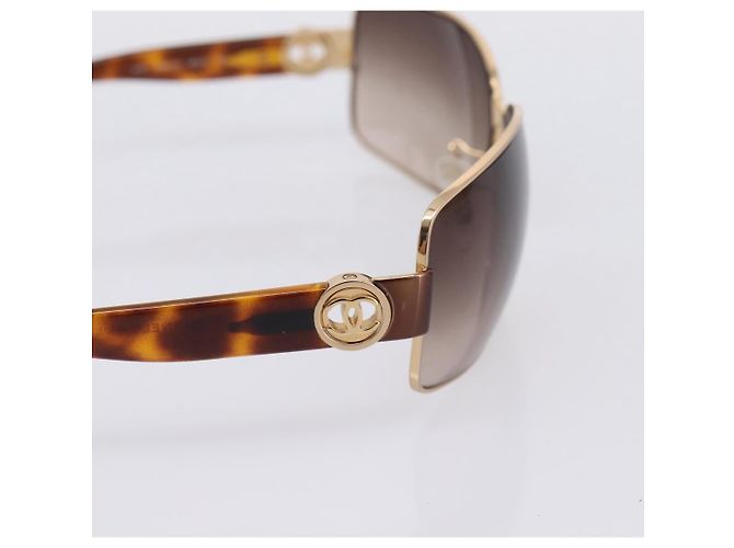 Occhiali da sole CHANEL Plastica Metallo Brown Gold CC Auth am12543M Marrone D'oro - vista 5