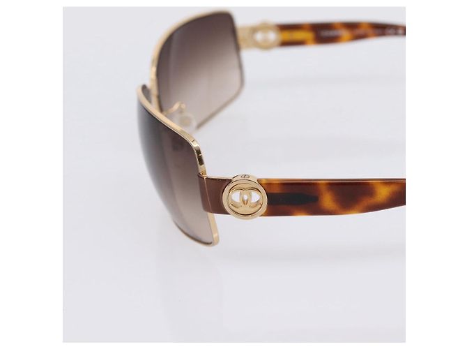 Occhiali da sole CHANEL Plastica Metallo Brown Gold CC Auth am12543M Marrone D'oro - vista 7