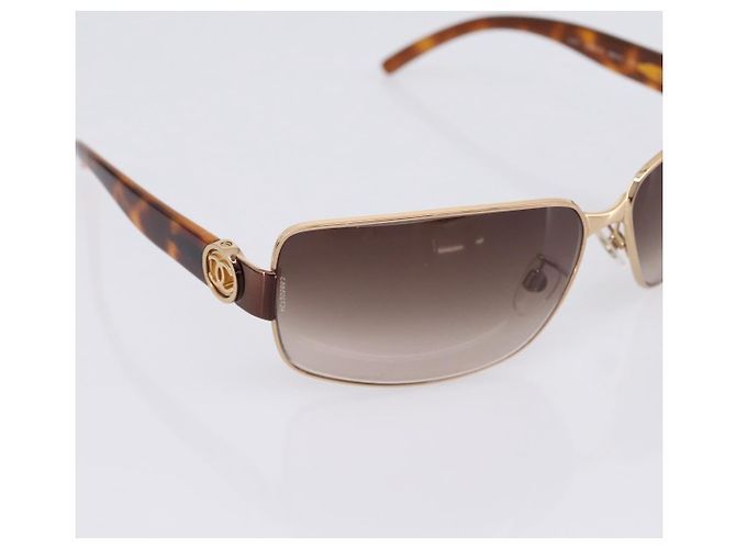 Occhiali da sole CHANEL Plastica Metallo Brown Gold CC Auth am12543M Marrone D'oro - vista 8