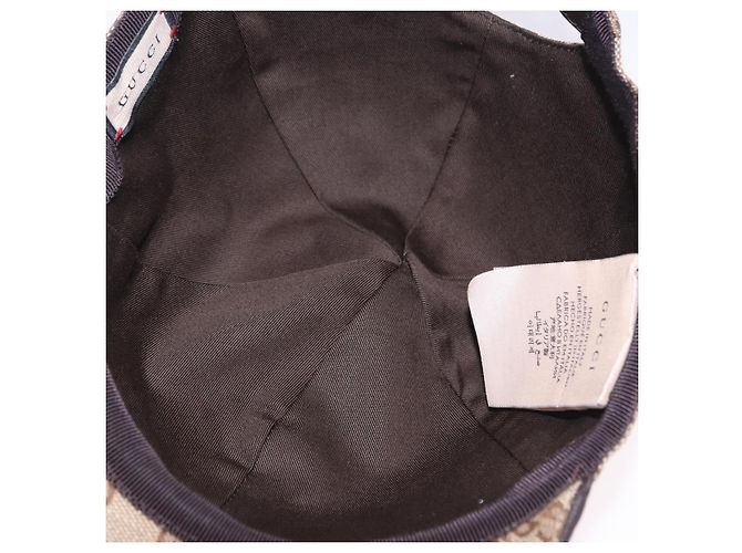 Cappello GUCCI GG Canvas Web Sherry Line L Beige Auth 200008M - vista 12
