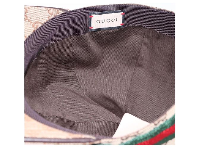 Cappello GUCCI GG Canvas Web Sherry Line L Beige Auth 200008M - vista 13