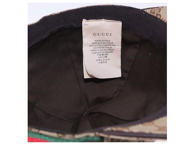 Cappello GUCCI GG Canvas Web Sherry Line L Beige Auth 200008M - vista 14