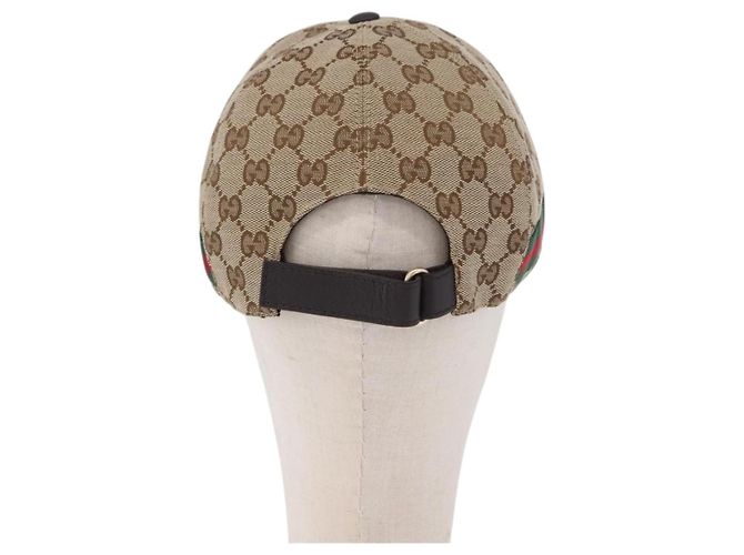 Cappello GUCCI GG Canvas Web Sherry Line L Beige Auth 200008M - vista 3