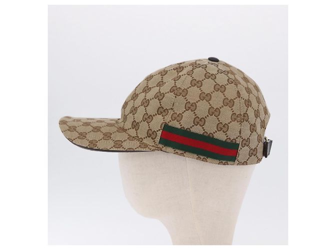 Cappello GUCCI GG Canvas Web Sherry Line L Beige Auth 200008M - vista 4