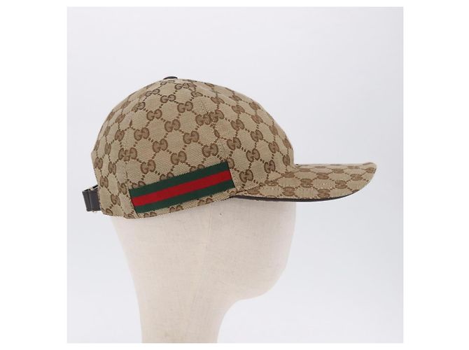 Cappello GUCCI GG Canvas Web Sherry Line L Beige Auth 200008M - vista 5