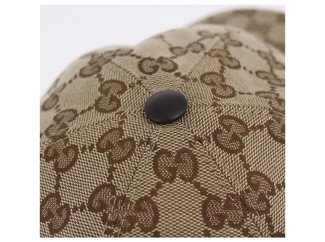 Cappello GUCCI GG Canvas Web Sherry Line L Beige Auth 200008M - vista 8