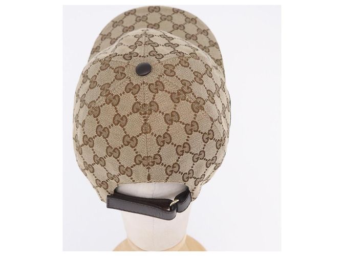 Cappello GUCCI GG Canvas Web Sherry Line L Beige Auth 200008M - vista 9