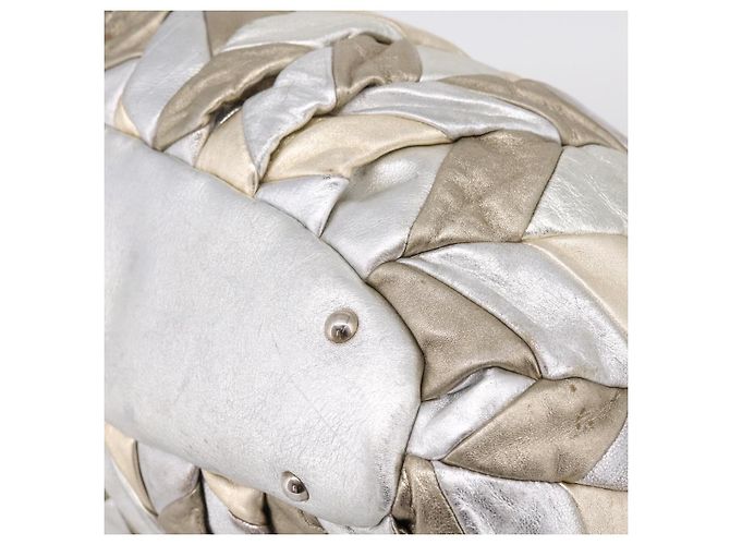 Borsa Tote Miu Miu Pelle Silver Gold Auth 199356A Argento D'oro - vista 10
