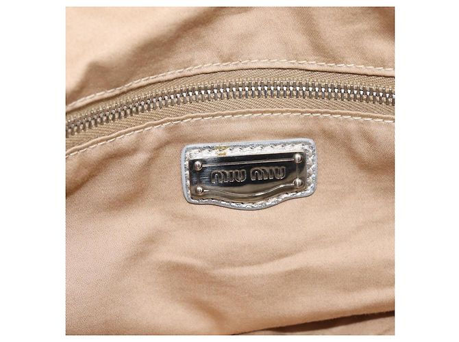 Borsa Tote Miu Miu Pelle Silver Gold Auth 199356A Argento D'oro - vista 16