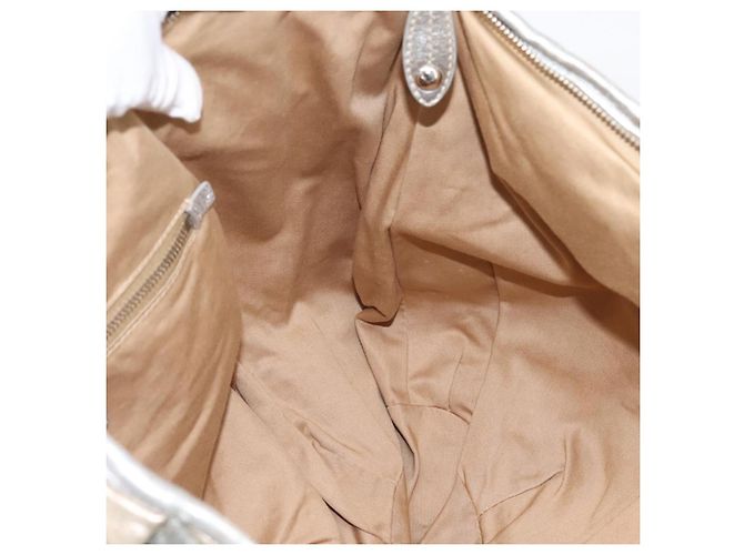 Borsa Tote Miu Miu Pelle Silver Gold Auth 199356A Argento D'oro - vista 18
