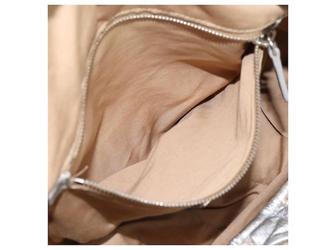 Borsa Tote Miu Miu Pelle Silver Gold Auth 199356A Argento D'oro - vista 21