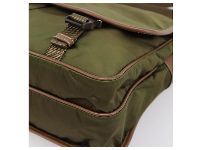 Bolso de Hombro PRADA Nylon Khaki Silver Auth bs36961 Plata Caqui - vista 10