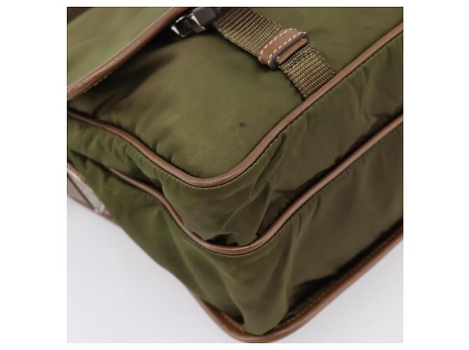 Bolso de Hombro PRADA Nylon Khaki Silver Auth bs36961 Plata Caqui - vista 11