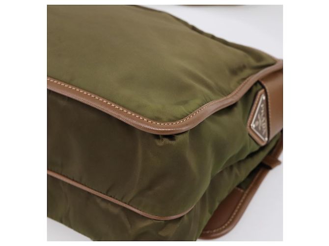 Bolso de Hombro PRADA Nylon Khaki Silver Auth bs36961 Plata Caqui - vista 12