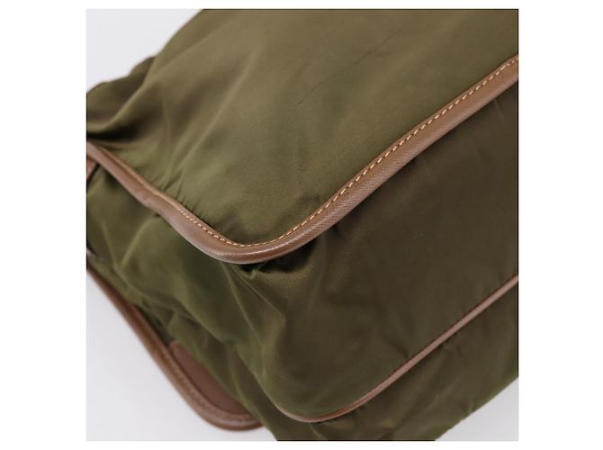 Bolso de Hombro PRADA Nylon Khaki Silver Auth bs36961 Plata Caqui - vista 13