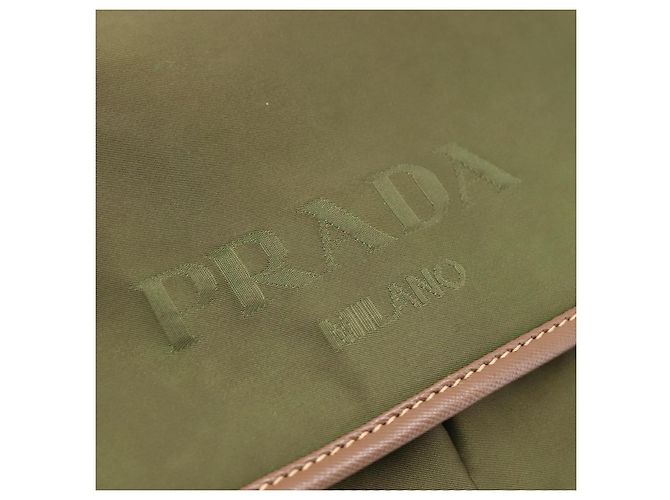 Bolso de Hombro PRADA Nylon Khaki Silver Auth bs36961 Plata Caqui - vista 15