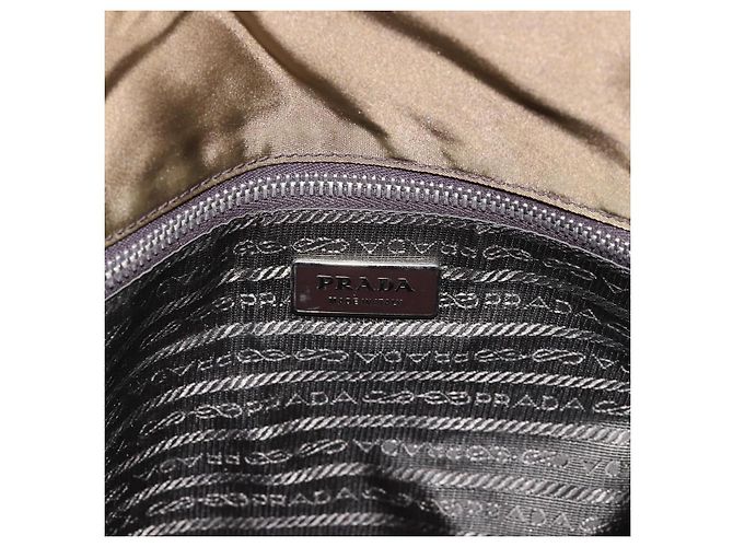 Bolso de Hombro PRADA Nylon Khaki Silver Auth bs36961 Plata Caqui - vista 18