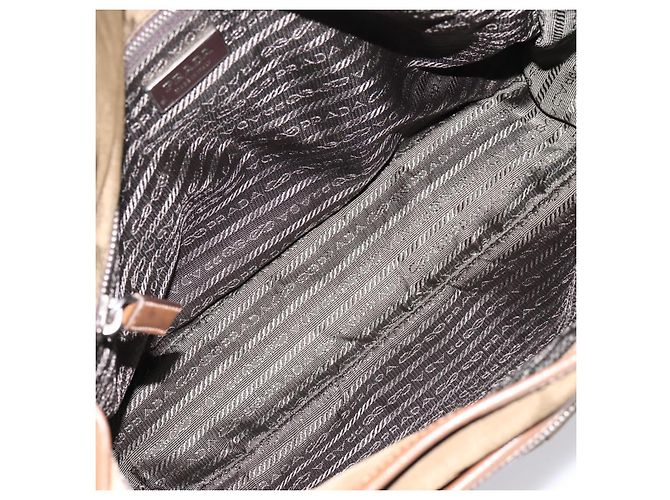 Bolso de Hombro PRADA Nylon Khaki Silver Auth bs36961 Plata Caqui - vista 19