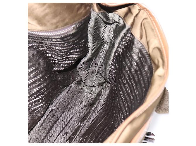 Bolso de Hombro PRADA Nylon Khaki Silver Auth bs36961 Plata Caqui - vista 20