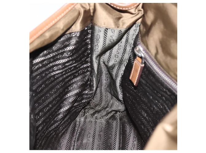 Bolso de Hombro PRADA Nylon Khaki Silver Auth bs36961 Plata Caqui - vista 21