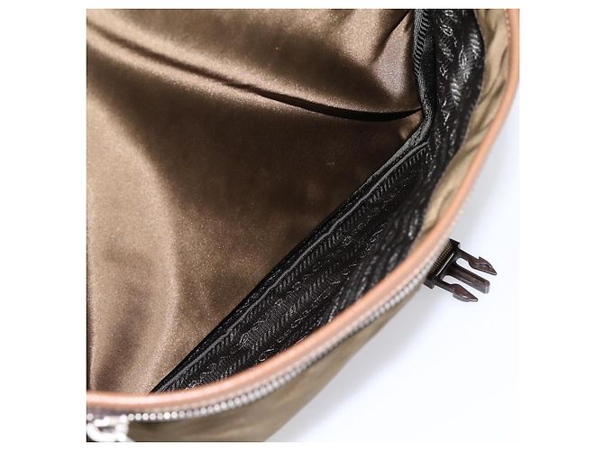 Bolso de Hombro PRADA Nylon Khaki Silver Auth bs36961 Plata Caqui - vista 24