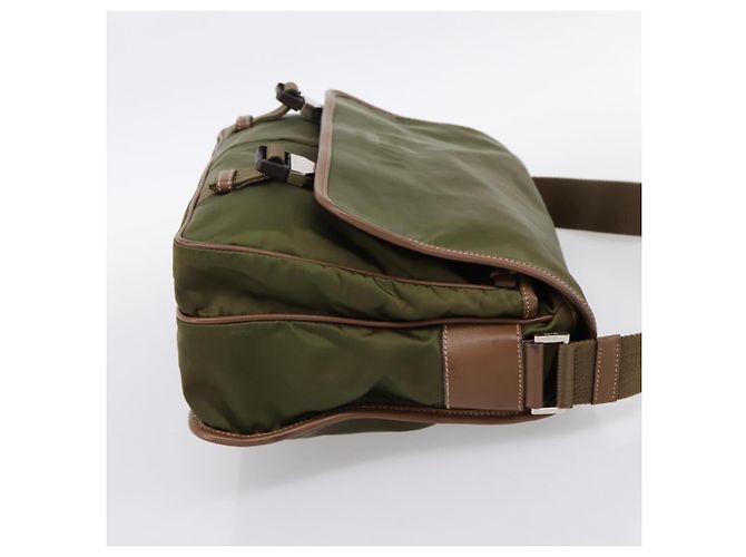 Bolso de Hombro PRADA Nylon Khaki Silver Auth bs36961 Plata Caqui - vista 5