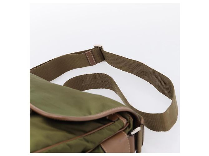 Bolso de Hombro PRADA Nylon Khaki Silver Auth bs36961 Plata Caqui - vista 8