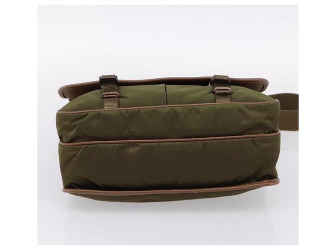 Bolso de Hombro PRADA Nylon Khaki Silver Auth bs36961 Plata Caqui - vista 9