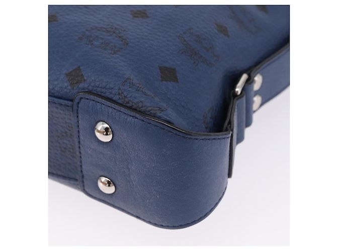 Borsa a tracolla MCM Vicetos in pelle blu navy e argento Auth 202257A - vista 11