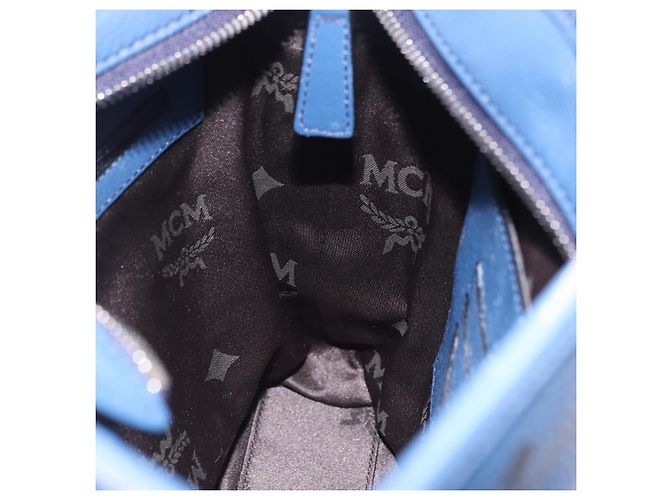 Borsa a tracolla MCM Vicetos in pelle blu navy e argento Auth 202257A - vista 18