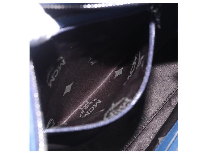 Borsa a tracolla MCM Vicetos in pelle blu navy e argento Auth 202257A - vista 21