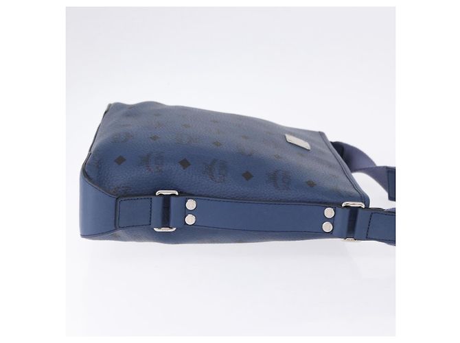 Borsa a tracolla MCM Vicetos in pelle blu navy e argento Auth 202257A - vista 4