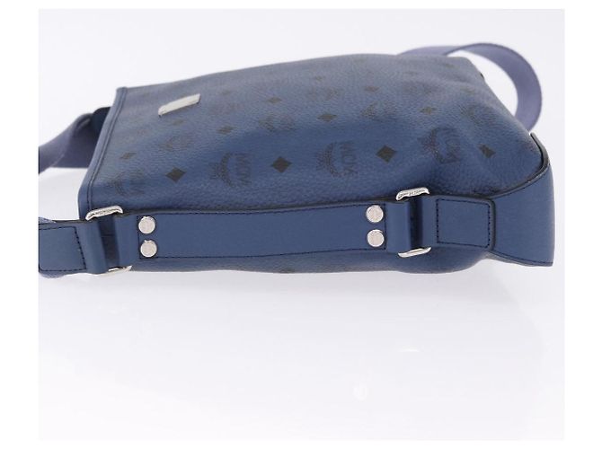 Borsa a tracolla MCM Vicetos in pelle blu navy e argento Auth 202257A - vista 5