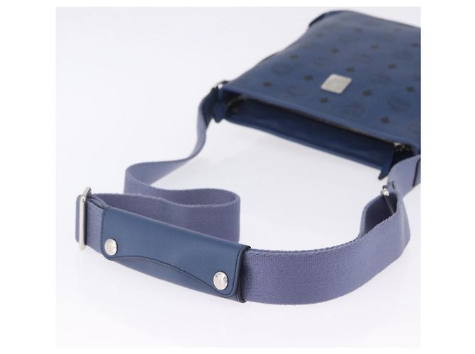 Borsa a tracolla MCM Vicetos in pelle blu navy e argento Auth 202257A - vista 7