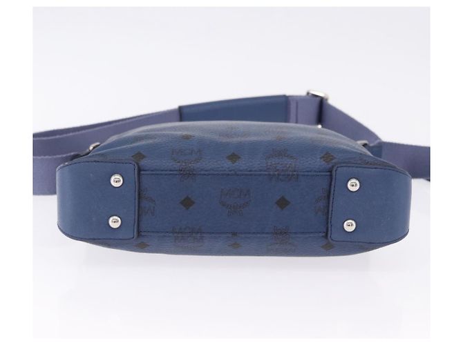 Borsa a tracolla MCM Vicetos in pelle blu navy e argento Auth 202257A - vista 9