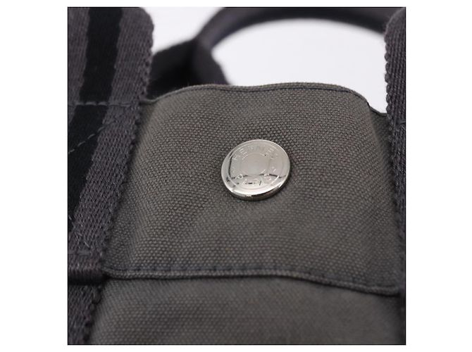 Hermès Borsa HERMES Fourre Tout PM cotone Gray Silver Auth 199978 Marrone Argento - vista 14