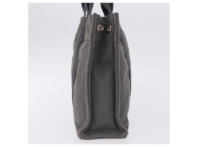 Hermès Borsa HERMES Fourre Tout PM cotone Gray Silver Auth 199978 Marrone Argento - vista 4