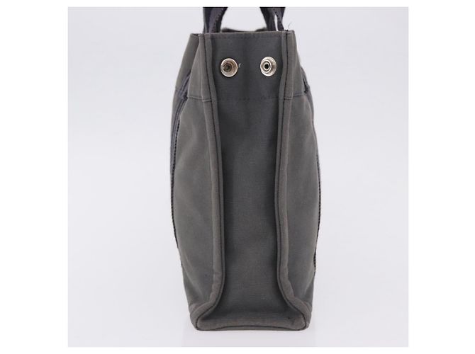 Hermès Borsa HERMES Fourre Tout PM cotone Gray Silver Auth 199978 Marrone Argento - vista 5