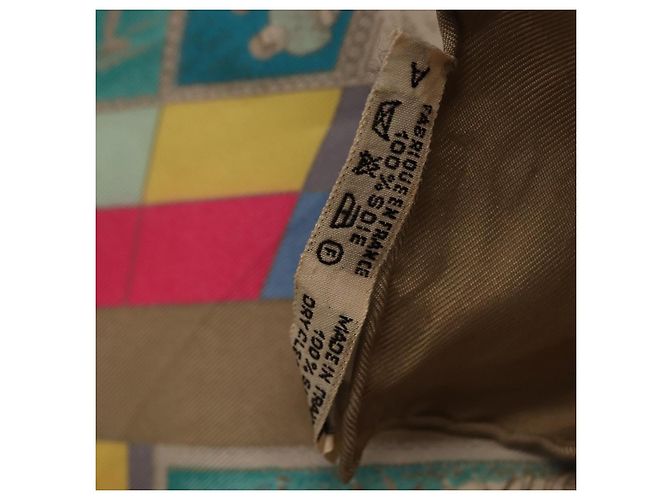 Hermès Foulard HERMES Carre 90 "CORRE SPONDANCE" Seta Grigio Auth hk4128 Marrone - vista 14
