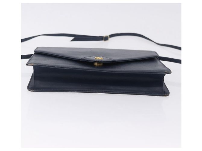 Borsa a tracolla Christian Dior in pelle blu navy e oro Auth 202161 - vista 10