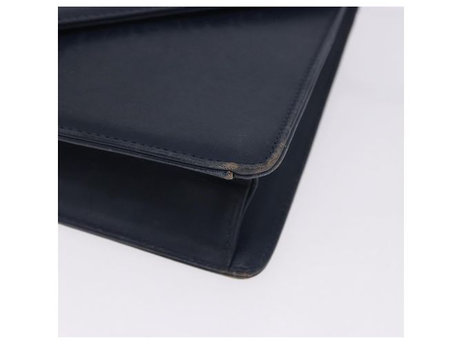 Borsa a tracolla Christian Dior in pelle blu navy e oro Auth 202161 - vista 12