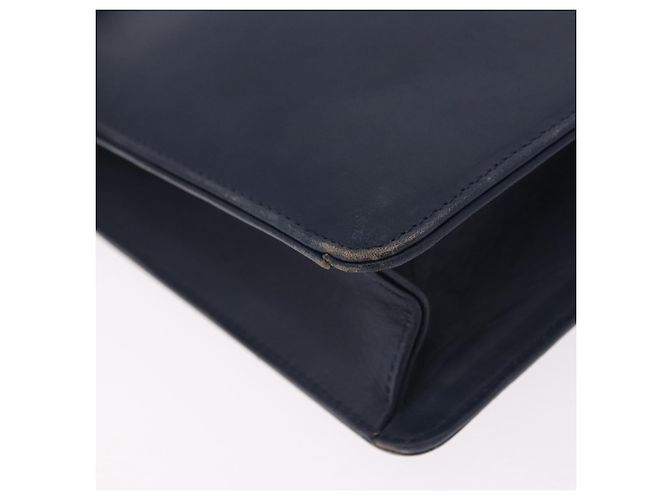 Borsa a tracolla Christian Dior in pelle blu navy e oro Auth 202161 - vista 14