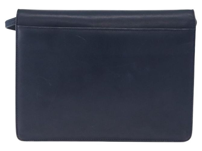 Borsa a tracolla Christian Dior in pelle blu navy e oro Auth 202161 - vista 3
